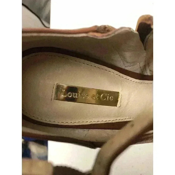 Louise Et Cie Kieran Womens 7M/37.5 Tan Leather Open Toe Ankle Strap Shoes Zip - Picture 3 of 8